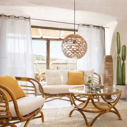 Atmosphera - Ljuskrona med textilsladd SAND 1xE27/40W/230V vattenhyacint