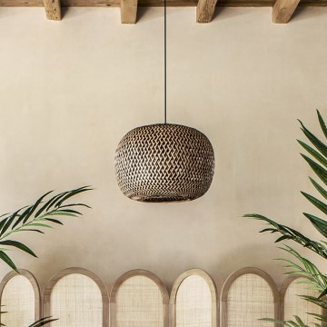 Atmosphera - Ljuskrona med textilsladd SINAI 1xE27/40W/230V bambu