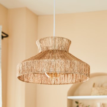 Atmosphera - Ljuskrona med textilsladd ZELIA 1xE27/40W/230V jute