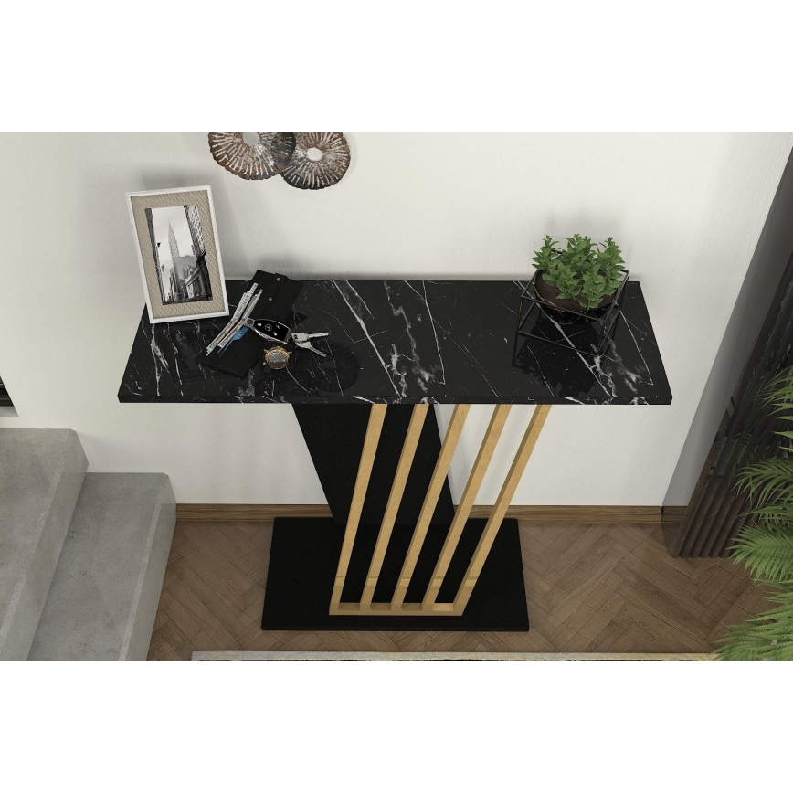 Avlastningsbord GRAVITY 76,8x90 cm svart/guld