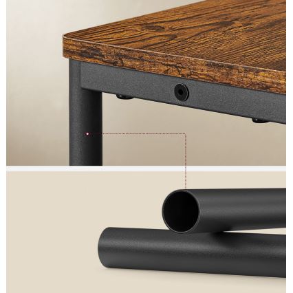 Avlastningsbord med inbyggt eluttag och USB-portar ROD brun/svart