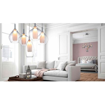 Azzardo AZ3075 - Ljuskrona med snöre AMBER 3xG9/40W/230V