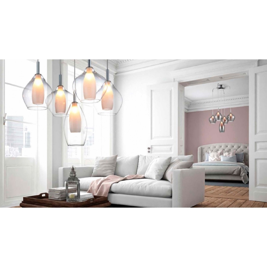 Azzardo AZ3075 - Ljuskrona med snöre AMBER 3xG9/40W/230V