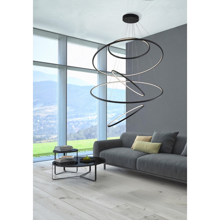 Azzardo AZ3137 - Dimbar LED-lampakrona med snöre WHEEL LED/190W/230V svart
