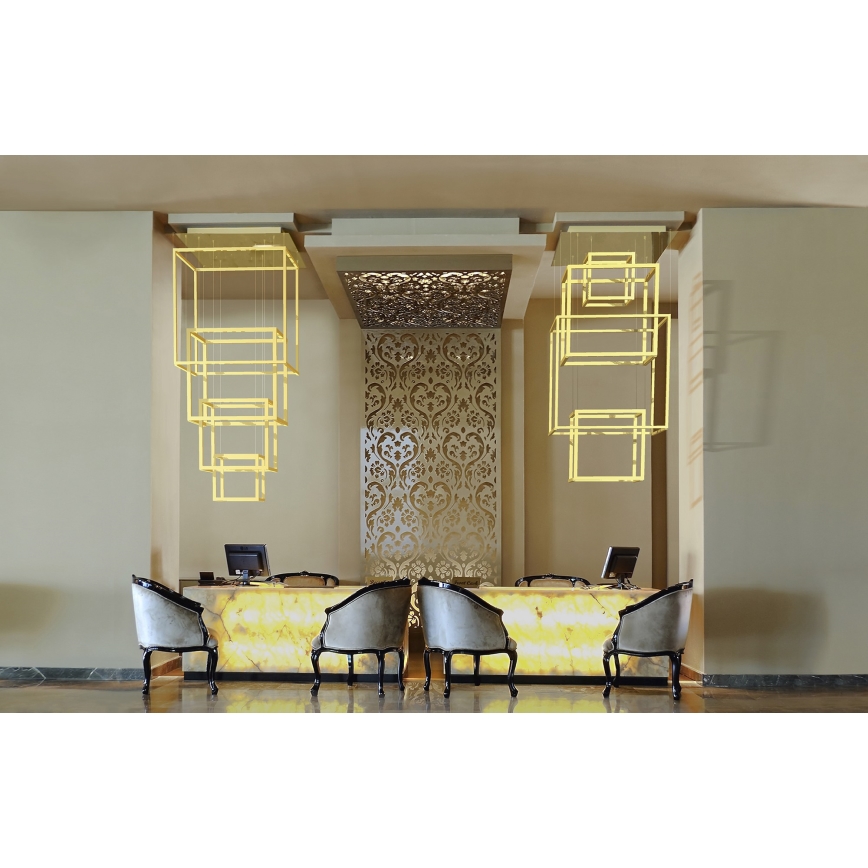 Azzardo AZ3140 - Dimbar LED-lampakrona med snöre OPERA LED/329W/230V guld