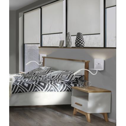 Azzardo AZ4417 - LED Flexibel liten lampa med hylla VERA 1xLED/5W/230V + 1xLED/6W vit