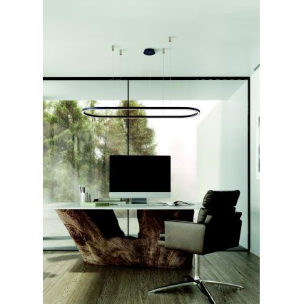 Azzardo AZ5055 - LED ljusreglerad ljuskrona på textilsladd ELENA LED/50W/230V 120 cm svart