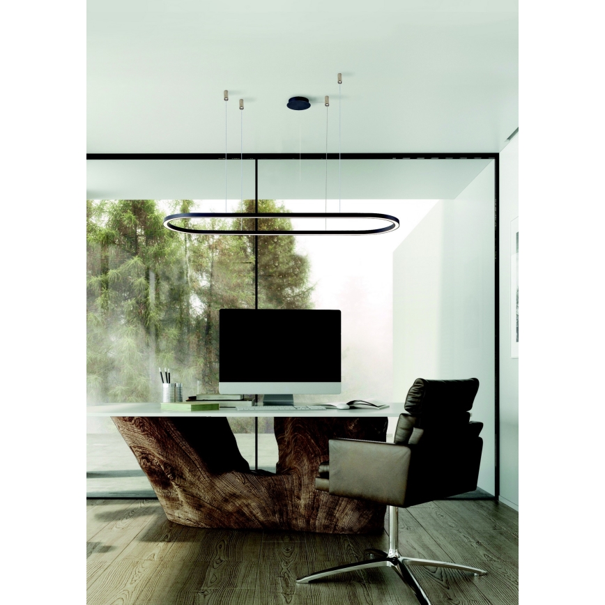 Azzardo AZ5055 - LED ljusreglerad ljuskrona på textilsladd ELENA LED/50W/230V 120 cm svart