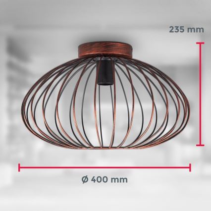 B.K. Licht 1471 - Surface-mounted takkrona  RETRO 1xE27/40W/230V koppar