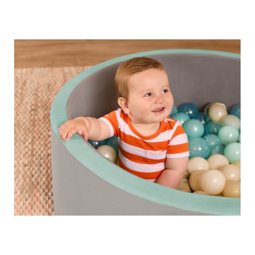 B-Toys - Barnpool med bollar diameter 89 cm grå/turkos