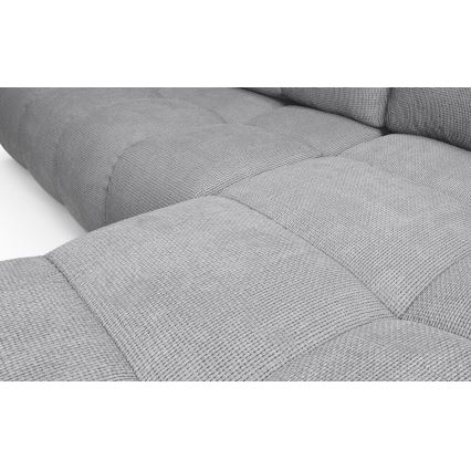 ALMADA L-formad klädd hörnsoffa med bäddfunktion och förvaringsutrymme — högerutförande, grå