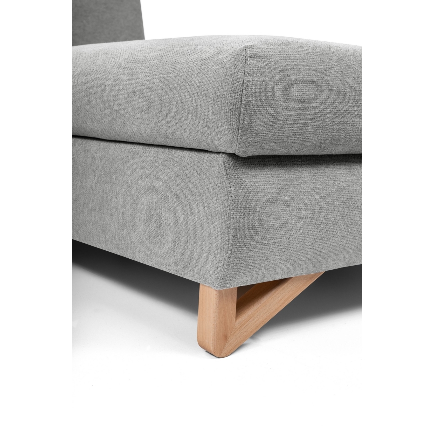 L-formad utfällbar stoppad hörnsoffa AVESTA, höger, med förvaringsutrymme, grå