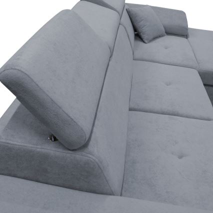 Bäddbar hörnsoffa i L med förvaring CASTELO, höger, mörkgrå