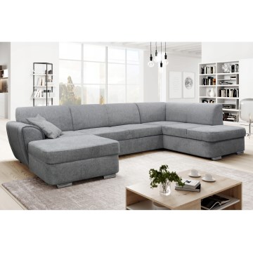 Bäddbar hörnsoffa i U‑form SERPA, högerutförande, med förvaring, grå