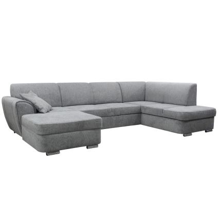 Bäddbar hörnsoffa i U‑form SERPA, högerutförande, med förvaring, grå