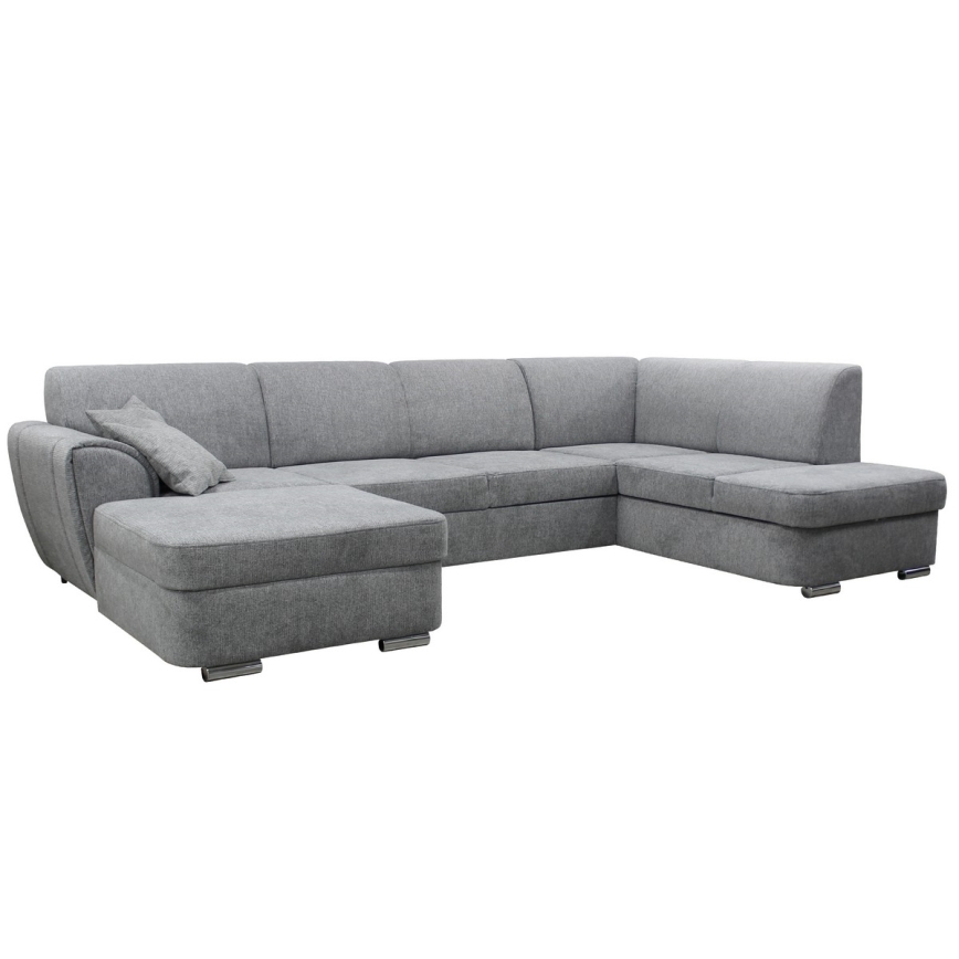 Bäddbar hörnsoffa i U‑form SERPA, högerutförande, med förvaring, grå