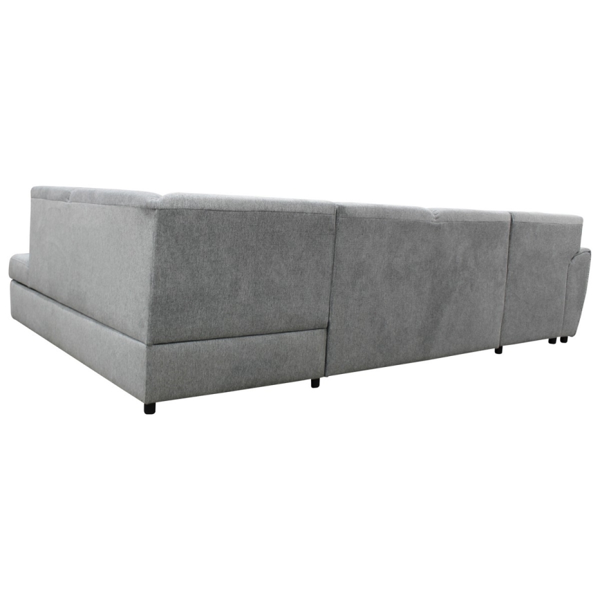 Bäddbar hörnsoffa i U‑form SERPA, högerutförande, med förvaring, grå