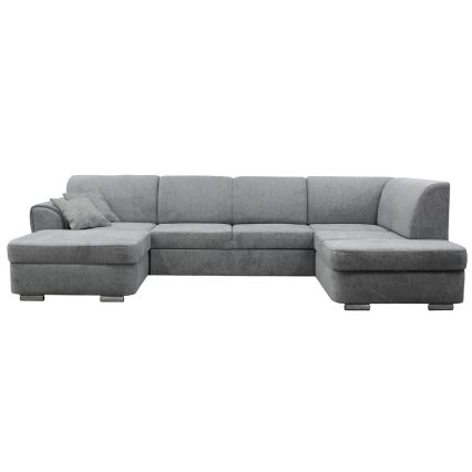 Bäddbar hörnsoffa i U‑form SERPA, högerutförande, med förvaring, grå