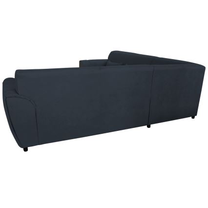 Hörnsoffa med bäddfunktion och förvaring i L-form VISEU, högerutförande, antracit/svart