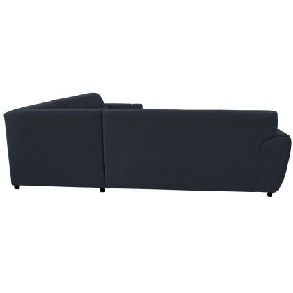 Hörnsoffa med bäddfunktion och förvaring i L-form VISEU, högerutförande, antracit/svart