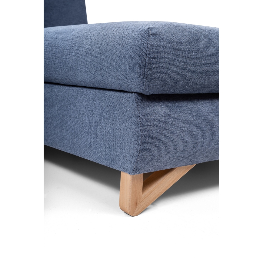 Utdragbar stoppad hörnsoffa i L‑form med förvaringsutrymme AVESTA, höger, blå