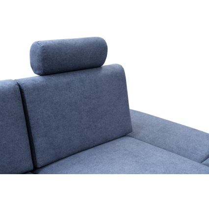 Utdragbar stoppad hörnsoffa i L‑form med förvaringsutrymme AVESTA, höger, blå