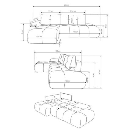 ALMADA L-formad bäddbar hörnsoffa med förvaringsutrymme, vänster, ljusbeige
