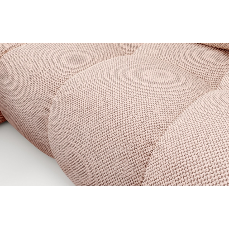 Bäddbar stoppad hörnsoffa ALMADA i L-form med förvaring, vänster, rosa