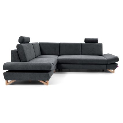 Utdragbar stoppad hörnsoffa med bäddfunktion och förvaringsutrymme i L‑form AVESTA, vänster, antracit