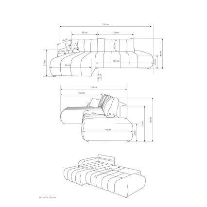 Bäddbar L-formad hörnsoffa DESIO med förvaringsutrymme, högerutförande, beige