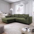 Bäddbar L-formad hörnsoffa med förvaringsutrymme LAGOA – vänster, grön