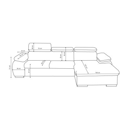 Bäddbar L-formad hörnsoffa med förvaringsutrymme PADUA, grå, högerutförande
