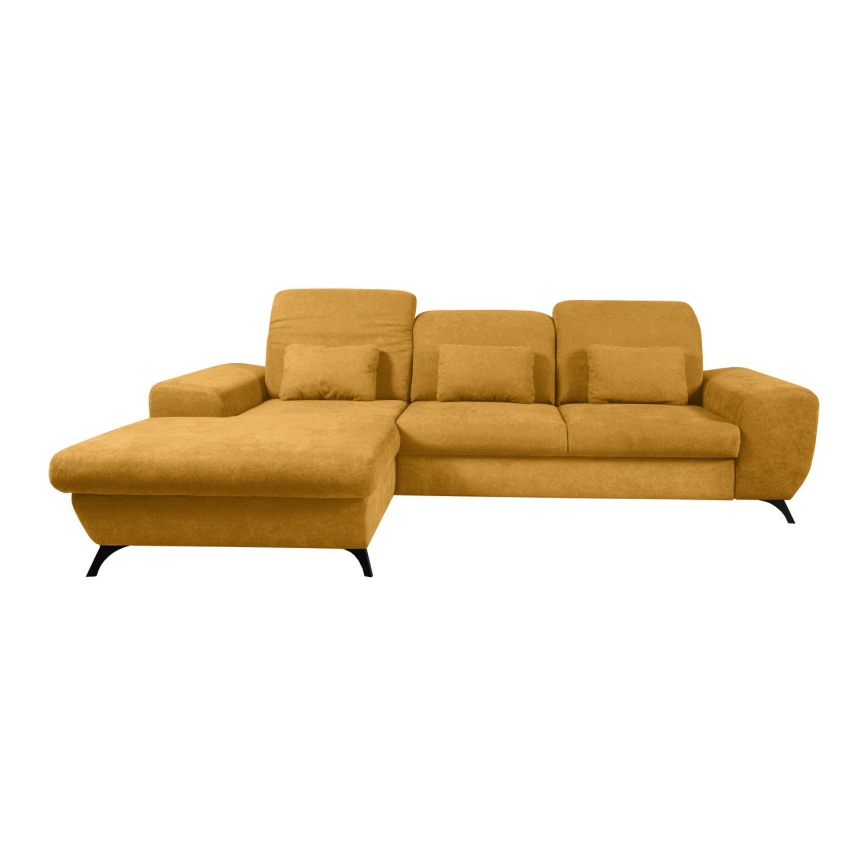 Bäddbar L-formad hörnsoffa med förvaring ALTA vänster gul