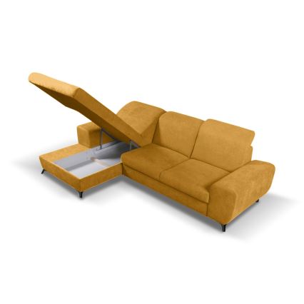 Bäddbar L-formad hörnsoffa med förvaring ALTA vänster gul