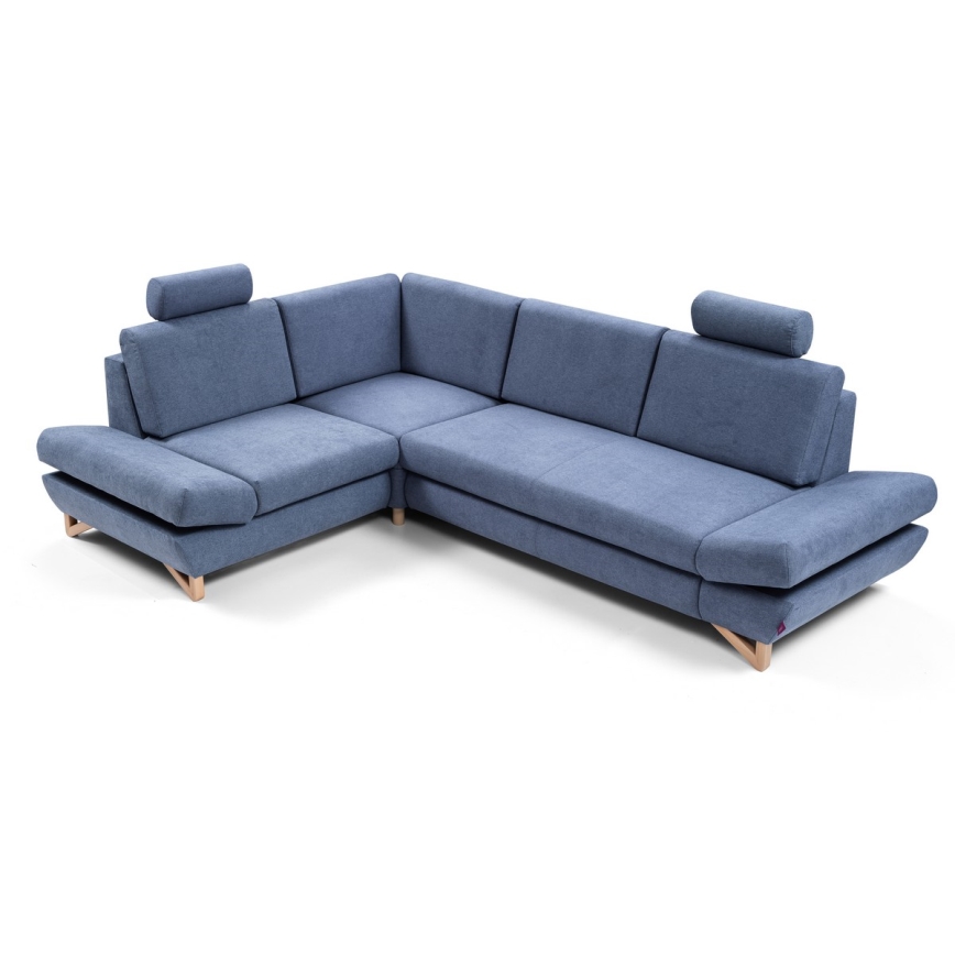L-formad hörnsoffa AVESTA med bäddfunktion och förvaring, vänster, blå