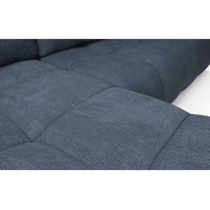 Bäddbar, stoppad hörnsoffa i L-form med förvaringsutrymme ALMADA, vänster, blå