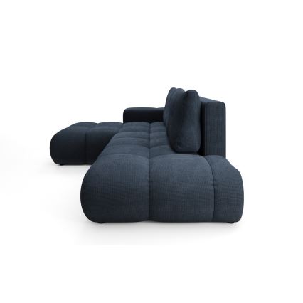 Bäddbar, stoppad hörnsoffa i L-form med förvaringsutrymme ALMADA, vänster, blå