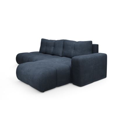 ALMADA L-formad bäddbar hörnsoffa med förvaringsutrymme, högerutförande, blå