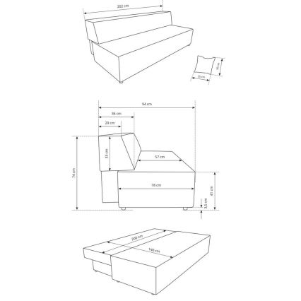 Bäddbar tresitssoffa med förvaring TERAMO beige