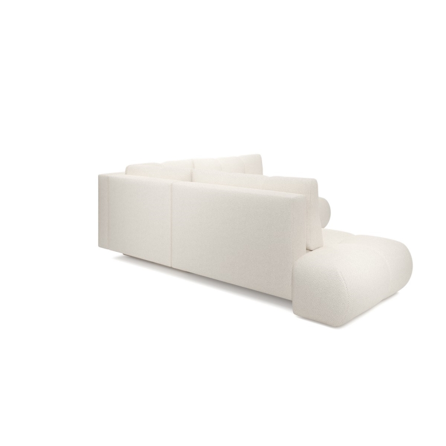 L-formad bäddbar och stoppad hörnsoffa ALMADA med förvaringsutrymme — högersidig, beige