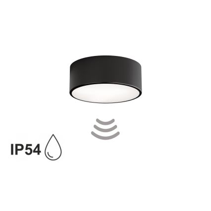 Badrumsarmatur med sensor CLEO 1xE27/24W/230V Ø 20 cm IP54 svart