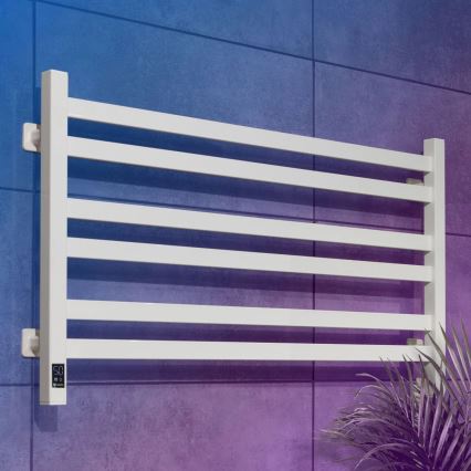 Badrumshanddukstork AVANGARD med termostat, 316 W / 230 V, 50,6 cm, IP44, vit, högerutförande, kantig