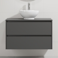Badrumskommod med handfat TRONDHEIM/DRAMMEN 90x57x46 cm antracit/vit