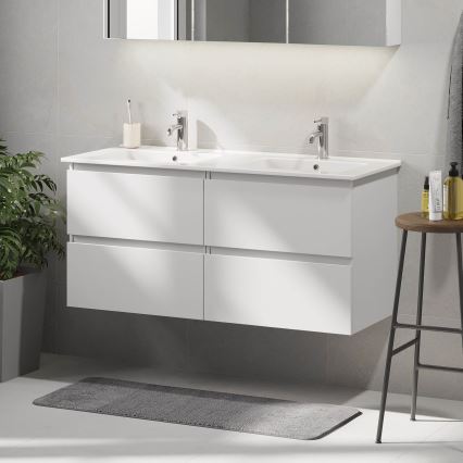 Badrumskommod med tvättställ HELSINKI 120 cm vit