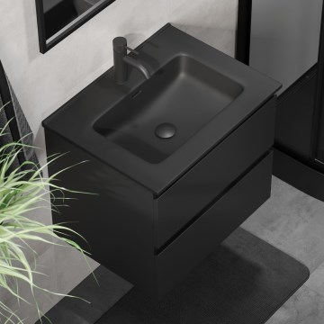 Badrumskommod med tvättställ KENWOOD 61x52x45 cm svart