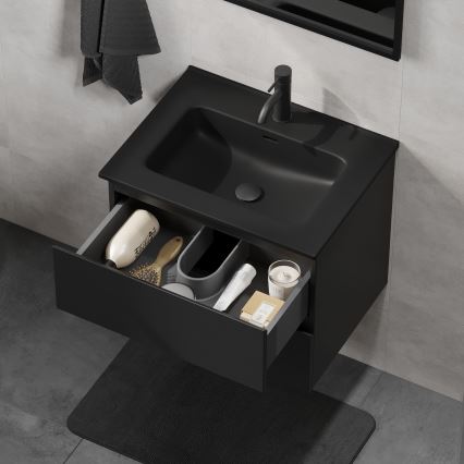 Badrumskommod med tvättställ KENWOOD 61x52x45 cm svart