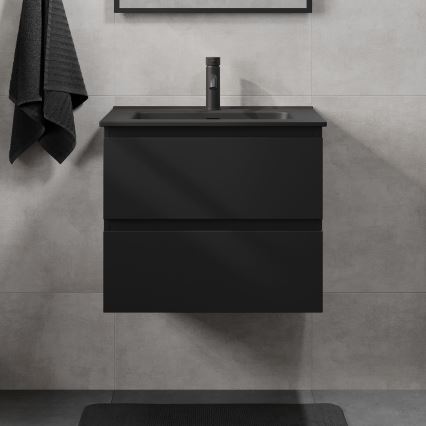 Badrumskommod med tvättställ KENWOOD 61x52x45 cm svart