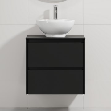 Badrumskommod med tvättställ TRONDHEIM/DRAMMEN 60x57x46 cm svart/vit