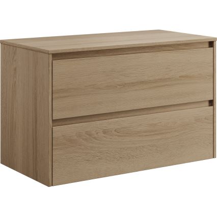 Badrumskommod med tvättställ TRONDHEIM/KRISTIANSAND 90x57x46 cm ek/vit
