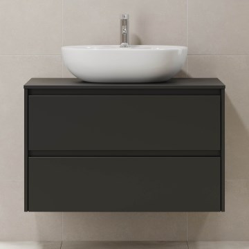 Badrumskommod TRONDHEIM för tvättställ 90x57x46 cm, svart